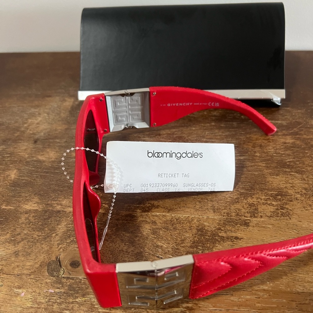 Givenchy Red Quilted Frame Sunglasses with Black Case - Picture 2 of 3